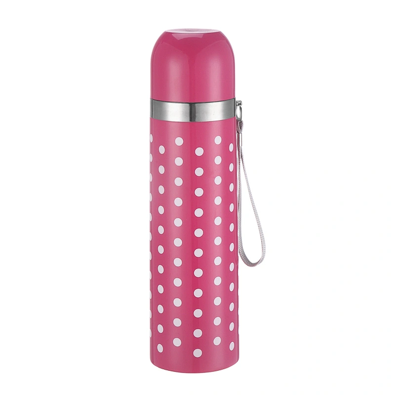 500ml double wall stainless steel vacuum bullet flask travel set water bottle with strap