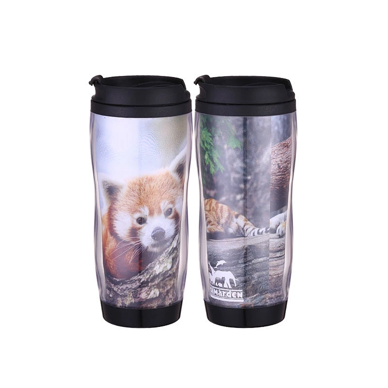 14oz DIY leakproof promotional plastic thermal office cup with photos inserted