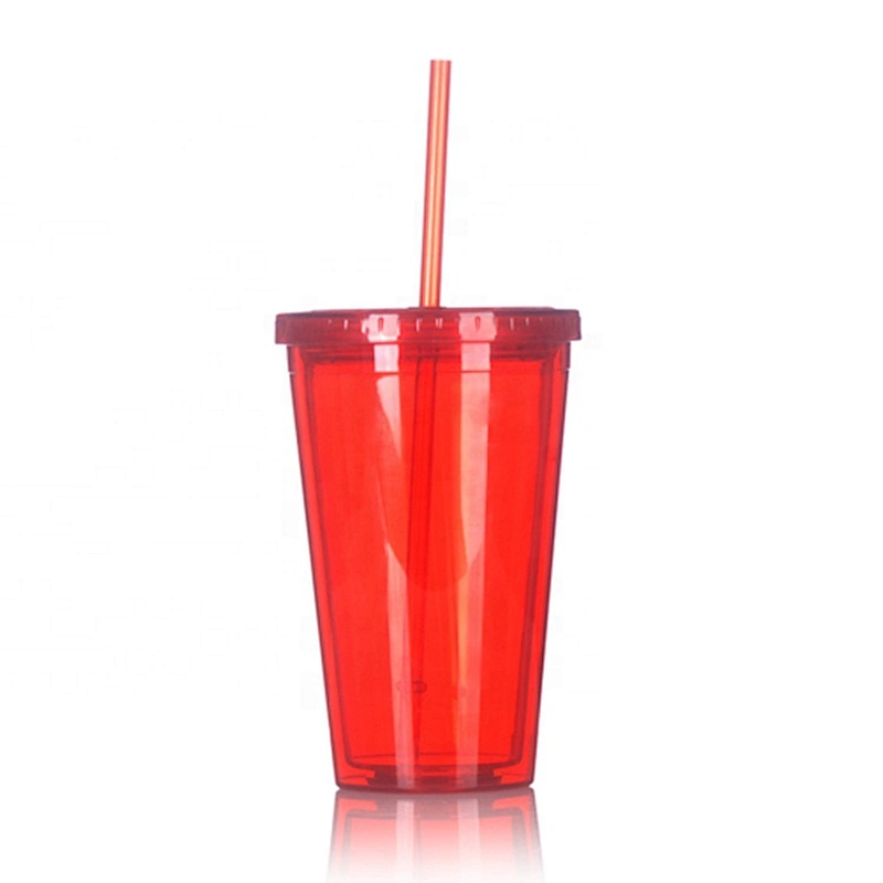 Hot Cold Drinking Cup Transparent Plastic Water Mug With Straw