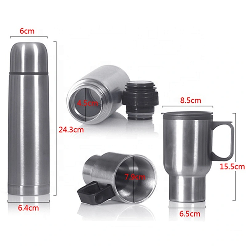 Thermos Travel Water Bottle 500ml Stainless Steel Vacuum Flasks Gift Set
