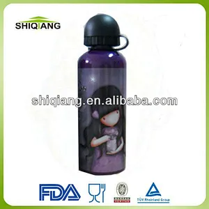 500ml Round Straw Plastic Lid Aluminium Sports Water Bottles