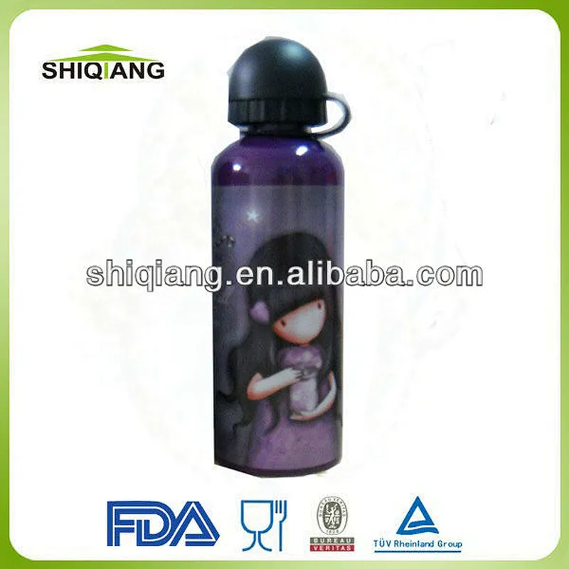 500ml Round Straw Plastic Lid Aluminium Sports Water Bottles