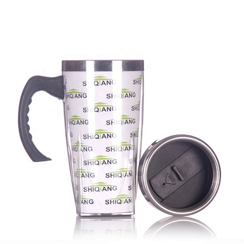 Christmas Gift 450ml 16oz Double Wall Plastic Outer Vacuum Clear White Coffee Mugs