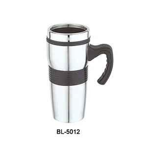 High quality bpa free 16oz double wall plastic inner office coffee mugs with handle rubber and lid