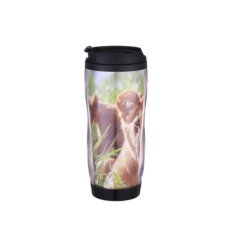 14oz DIY leakproof promotional plastic thermal office cup with photos inserted