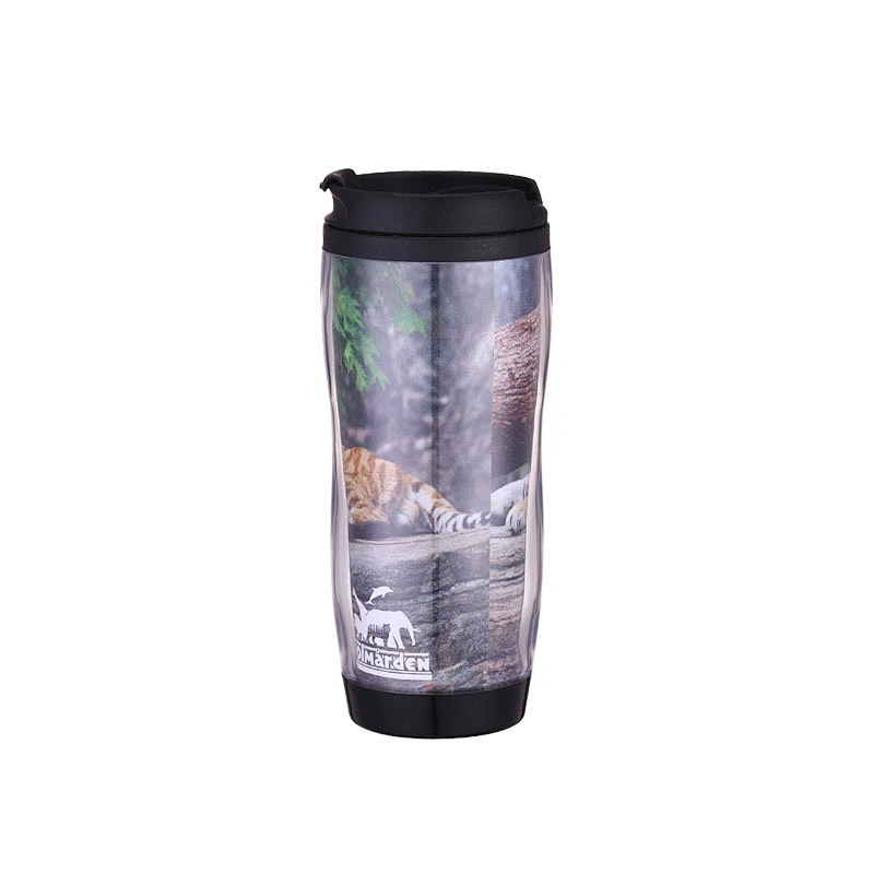 14oz DIY leakproof promotional plastic thermal office cup with photos inserted