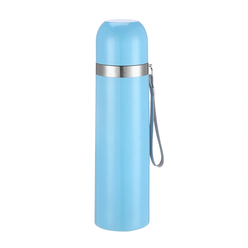 500ml double wall stainless steel vacuum bullet flask travel set water bottle with strap