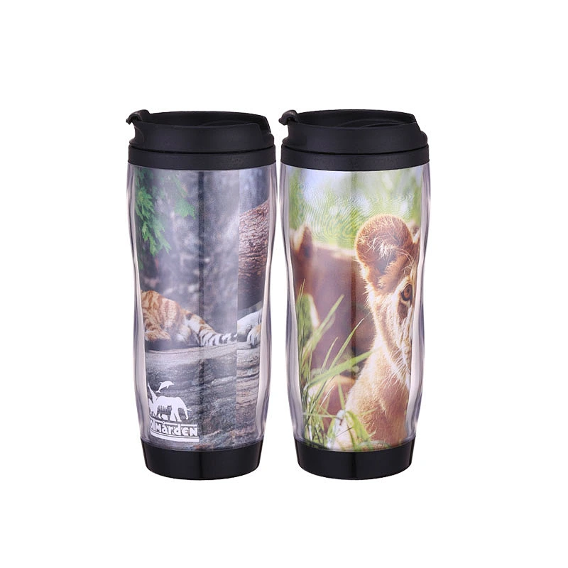 14oz DIY leakproof promotional plastic thermal office cup with photos inserted