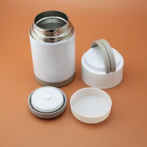 Attractive portable 1000ml stainless steel vacuum insulated soup container with spoon