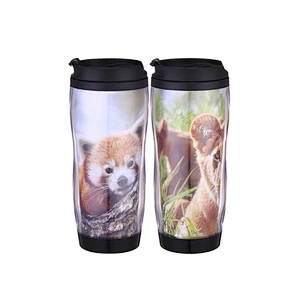 14oz DIY leakproof promotional plastic thermal office cup with photos inserted