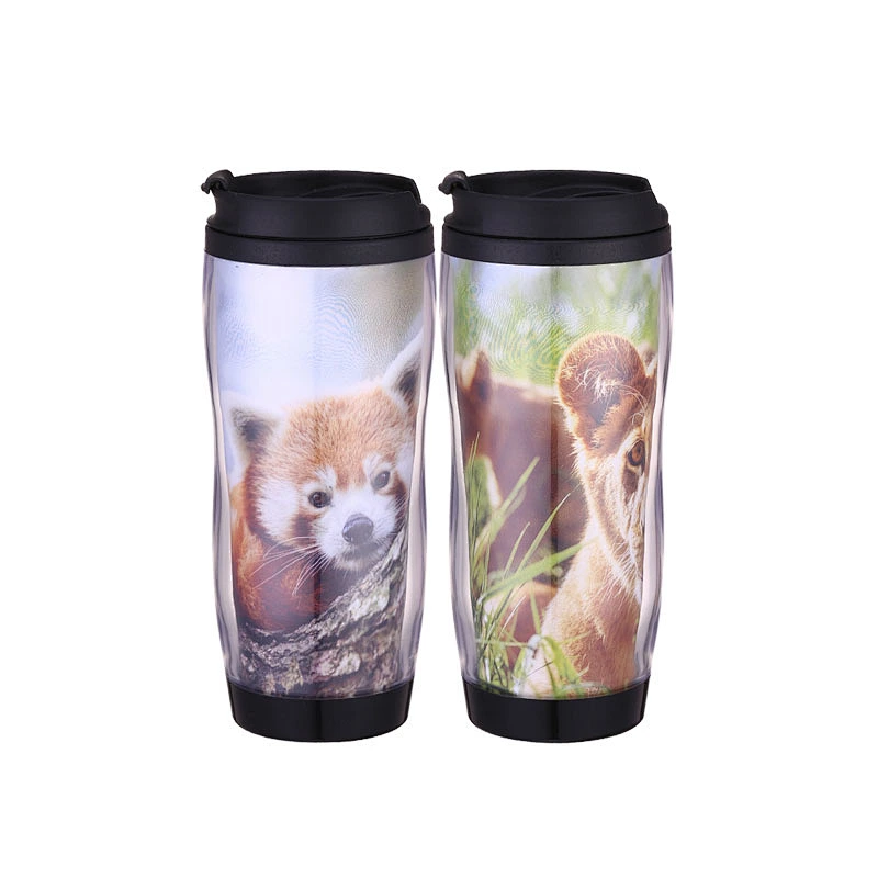 14oz DIY leakproof promotional plastic thermal office cup with photos inserted