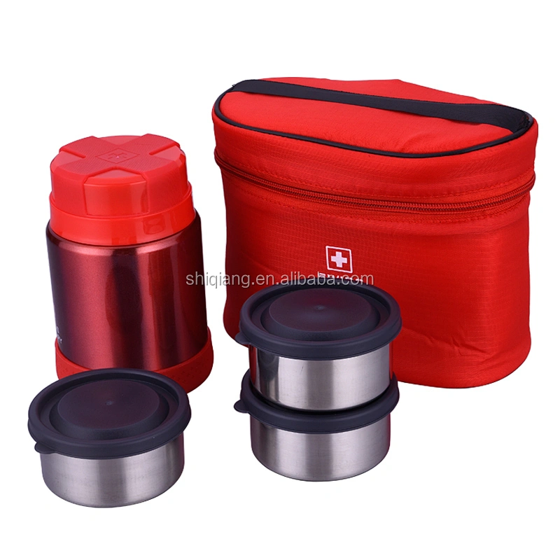 High Quality Reusable Double Wall Stainless Steel Outdoor Lunch Container With 3pcs Salad Case Set