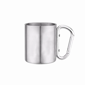 220ml 8oz double wall stainless steel coffee cup with carabiner handle