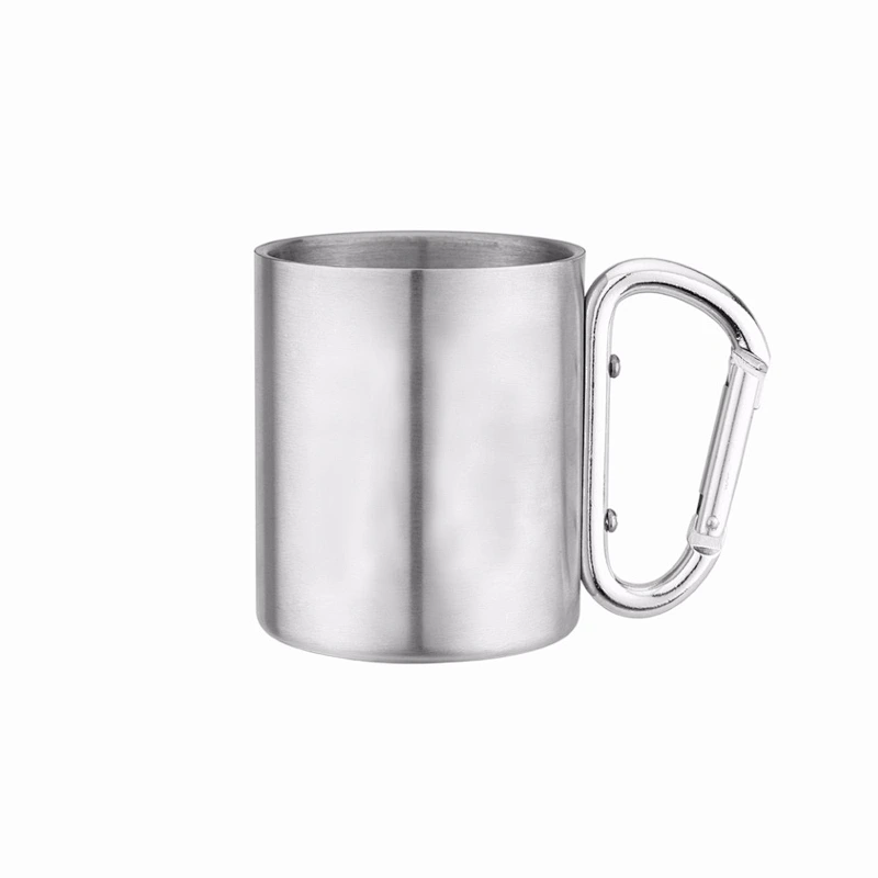 220ml 8oz double wall stainless steel coffee cup with carabiner handle