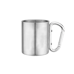8oz BPA free double wall 18/8 stainless steel tea cups carabiner handle