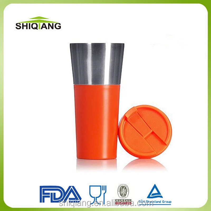 16OZ double walled stainless steel tumbler cups with leakproof lid