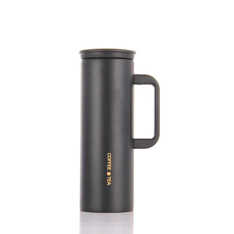 Classic 450ml Plastic Handle Vacuum Insulated Thermo Coffee Mugs Leakproof Stainless Steel Tea Tumbler