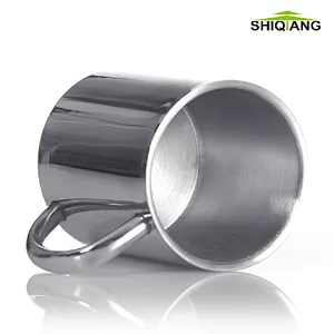 Stainless steel coffee mug with handle