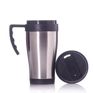 400ml Plastic Inner Vacuum Insulated Stainless Steel Mug With Handle