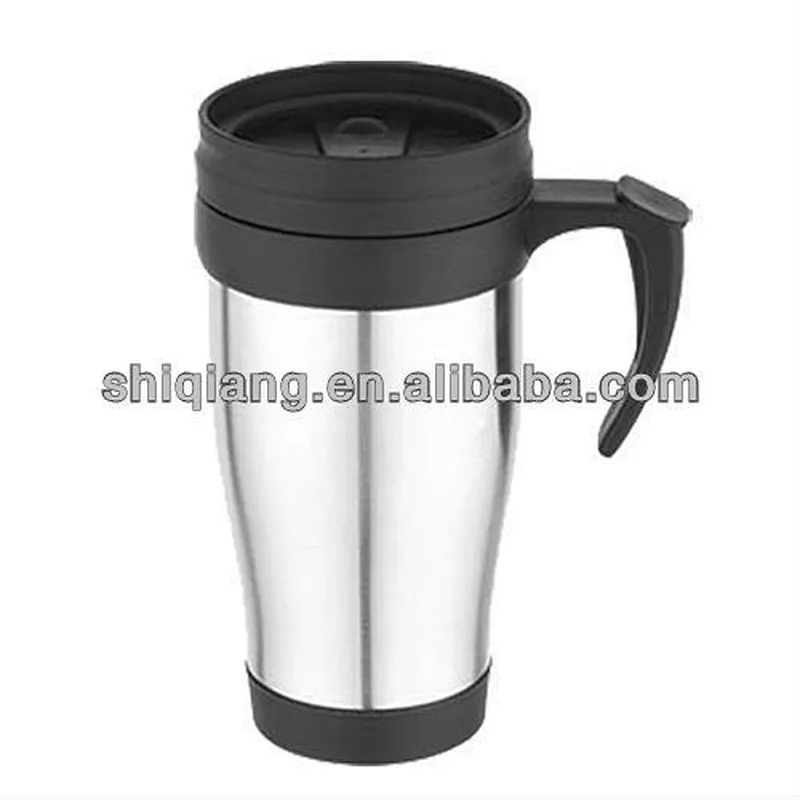 400ml Double Wall Stainless Steel Car Coffee Cup Sublimation Plastic Travel Mugs With Handle