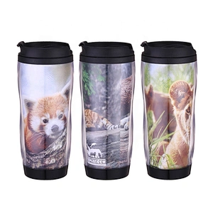 Custom logo creative double wall 12OZ insulated tea coffee plastic mug