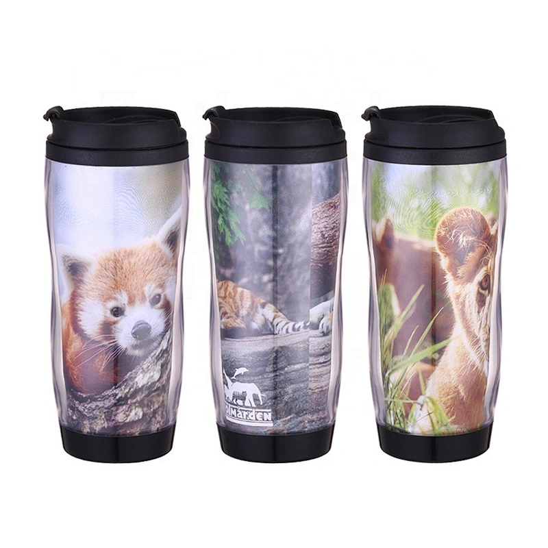 Custom logo creative double wall 12OZ insulated tea coffee plastic mug