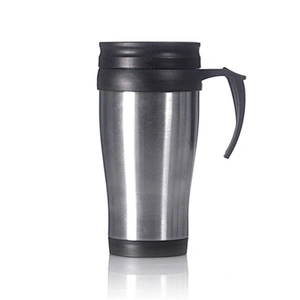 400ml Double Wall Stainless Steel Car Coffee Cup Sublimation Plastic Travel Mugs With Handle