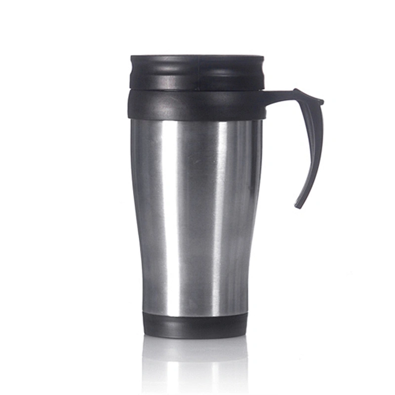 400ml Double Wall Stainless Steel Car Coffee Cup Sublimation Plastic Travel Mugs With Handle