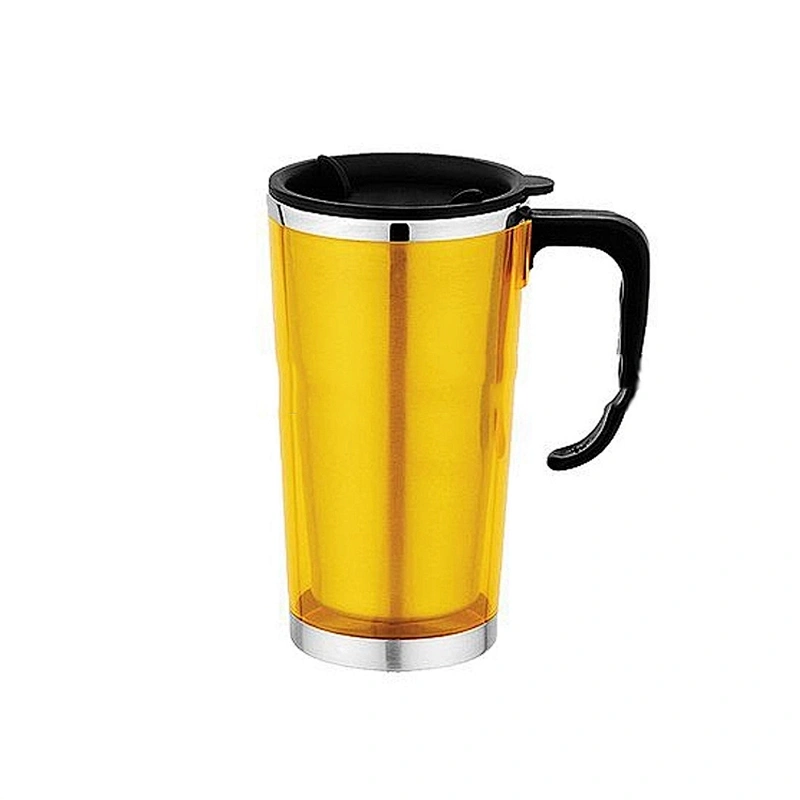 Customized Office Plastic Handle Double Wall Vacuum Coffee Cup