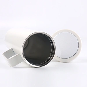 Vacuum Insulated 450ml Leakproof Stainless Steel thermo coffee cup with stainless steel handle