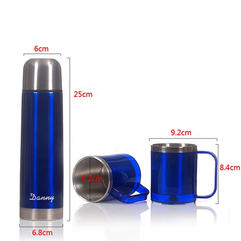 New Design Custom Logo Stainless Steel Insulated 500ml Vacuum Flask 220ml Coffee Tea Mug Gift Set