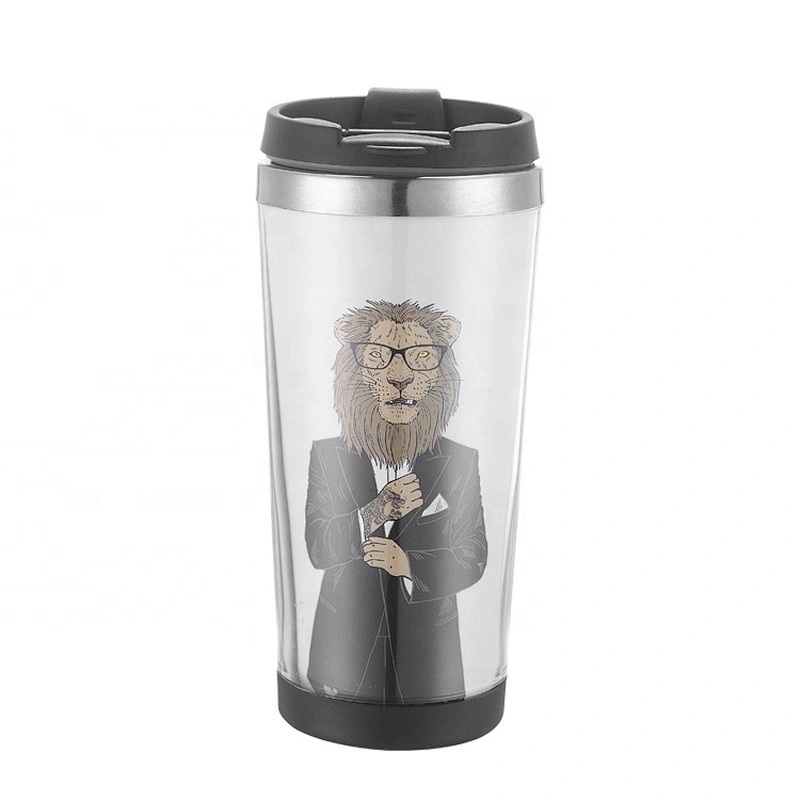 Custom logo creative double wall 12OZ insulated tea coffee plastic mug