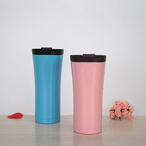 500ml 18oz double wall stainless steel travel thermal office mugs with water leakproof lid
