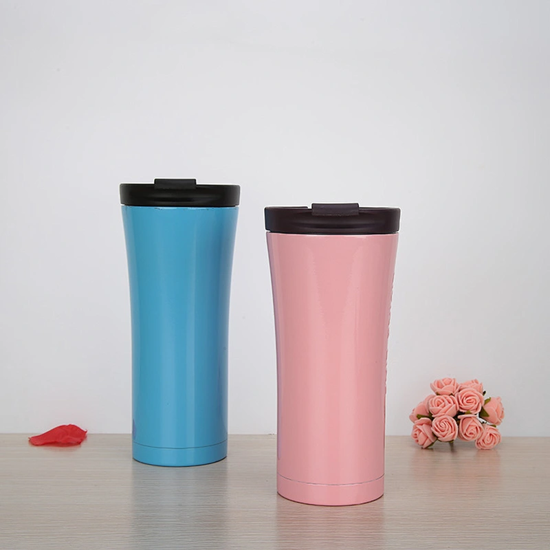 500ml 18oz double wall stainless steel travel thermal office mugs with water leakproof lid