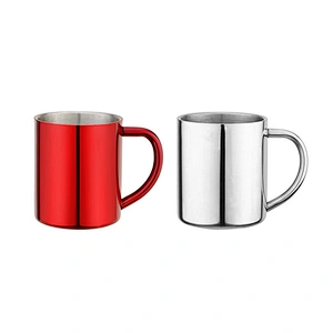 Stainless steel coffee mug with handle