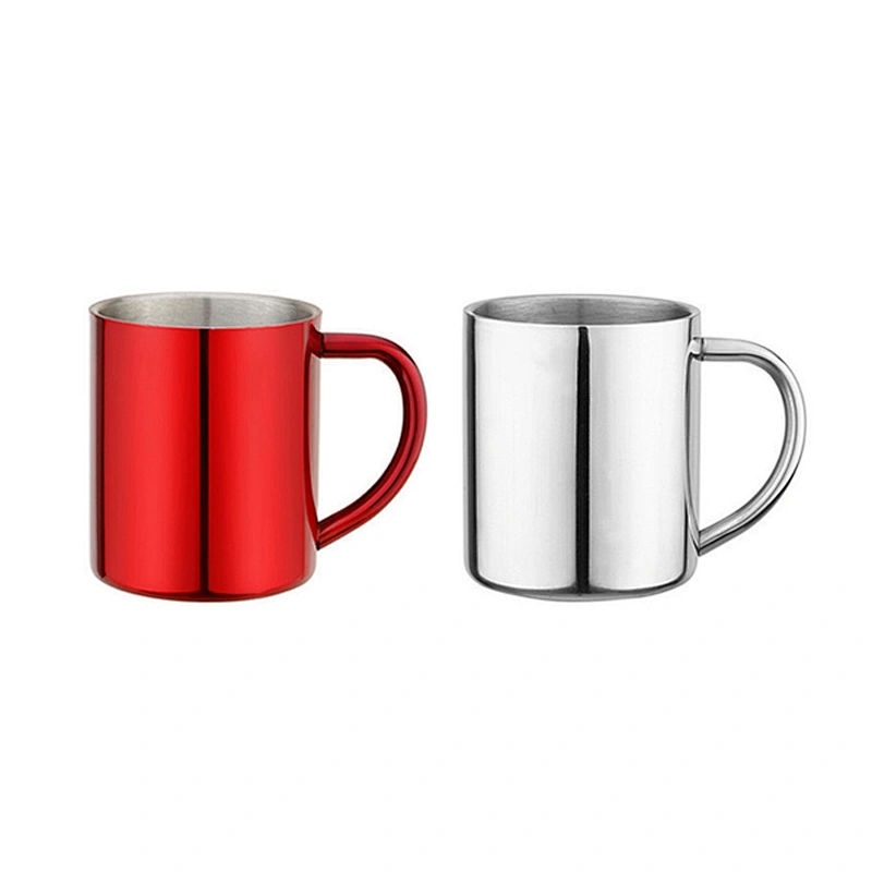 Stainless steel coffee mug with handle