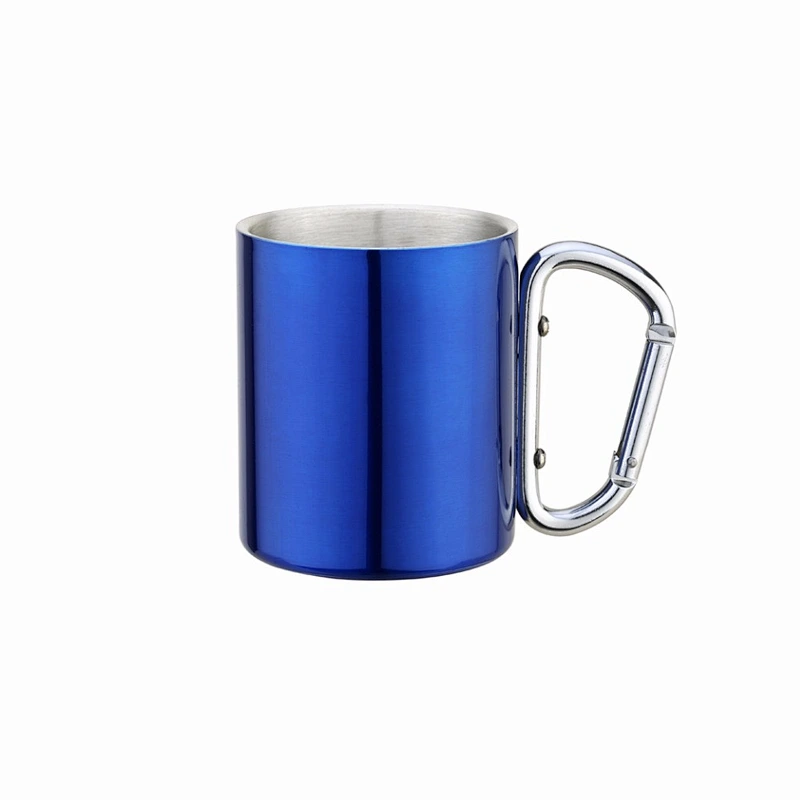 220ml 8oz double wall stainless steel coffee cup with carabiner handle