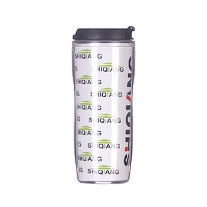 Promotional Wholesale Double Wall Leakproof Lid 350ml Paper Inserted Plastic Tumbler