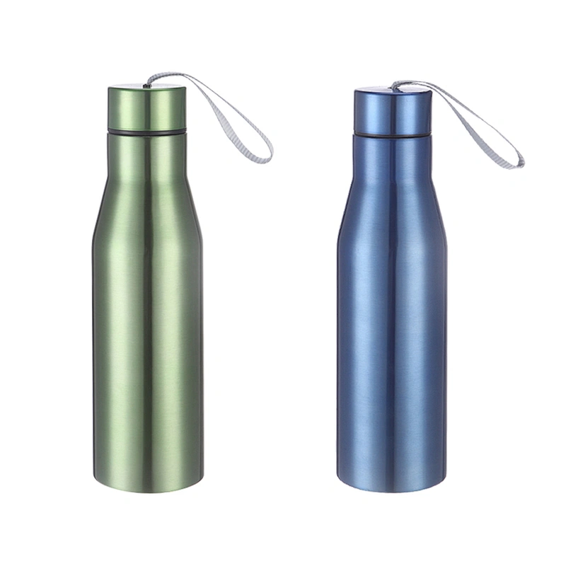 Hot selling 750ml double wall vacuum stainless steel travel water bottles with strap
