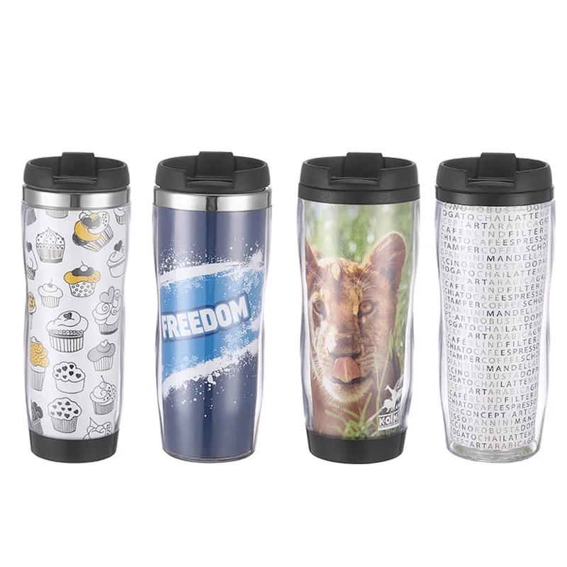 Custom Paper Printed Insert Insulated Stainless Steel Double Wall Vacuum Travel Mug