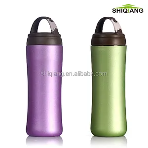 370ml slim waist Korean style vacuum lady flasks coffee bottles with tea filter carabiner lid glitter paint