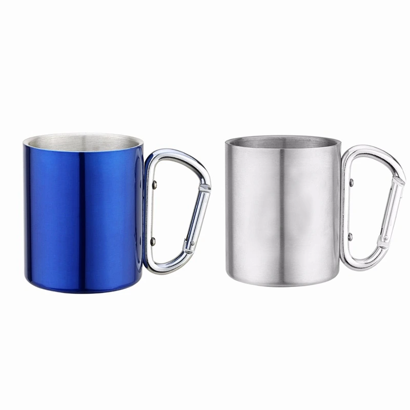 220ml 8oz double wall stainless steel coffee cup with carabiner handle