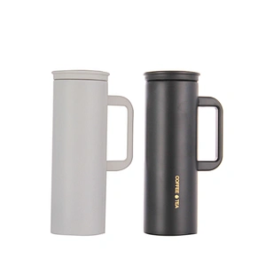Classic 450ml Plastic Handle Vacuum Insulated Thermo Coffee Mugs Leakproof Stainless Steel Tea Tumbler