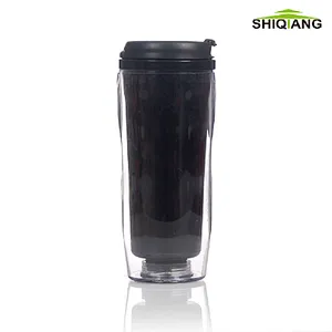 Promotional Wholesale Double Wall Leakproof Lid 350ml Paper Inserted Plastic Tumbler