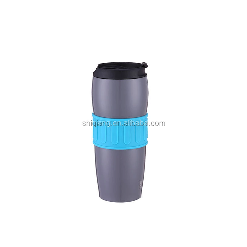 14oz 400ml shape vacuum coffee travel mug tumblers with leakproof lid and silicone band