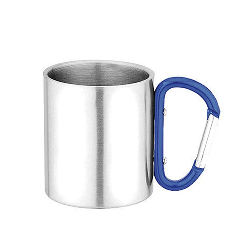 220ml 8oz double wall stainless steel coffee cup with carabiner handle