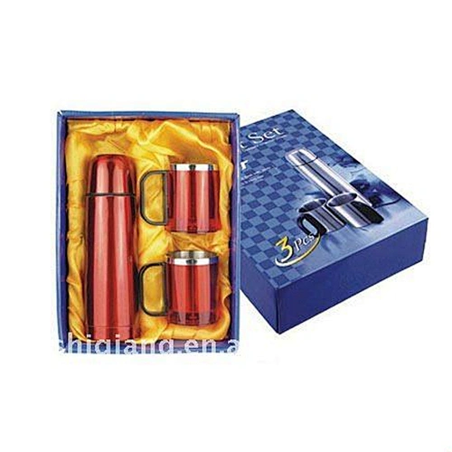 Fashion Style 500ml Double Wall Stainless Steel Vacuum Flask And Mugs Promotional Gift Set