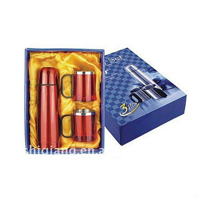 Fashion Style 500ml Double Wall Stainless Steel Vacuum Flask And Mugs Promotional Gift Set