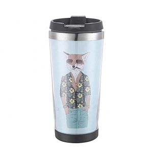 Custom logo creative double wall 12OZ insulated tea coffee plastic mug