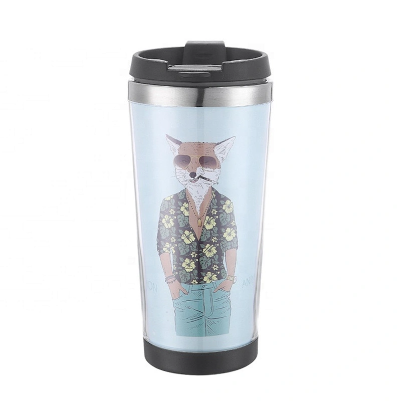Custom logo creative double wall 12OZ insulated tea coffee plastic mug